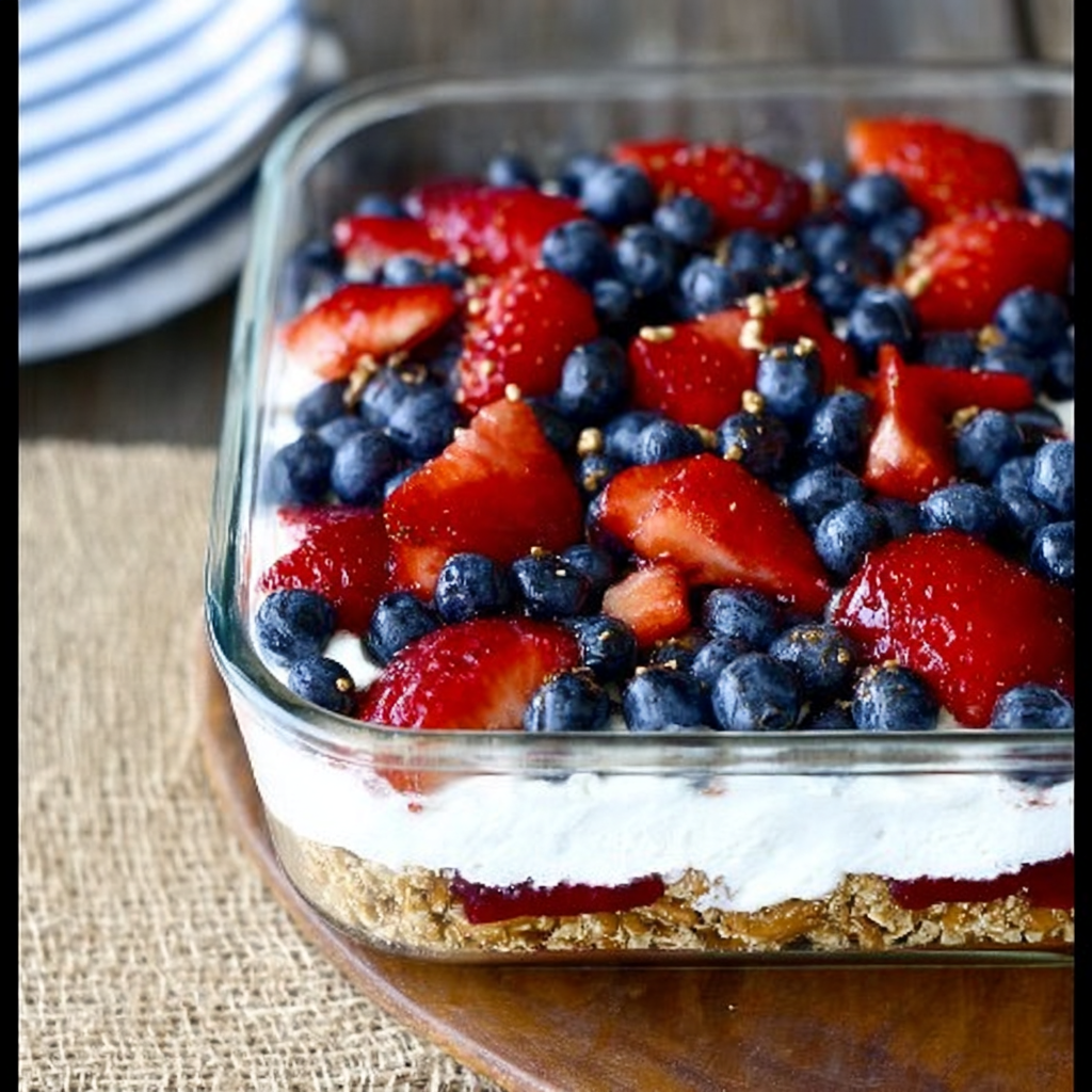 Effortless No-Bake Berry Pretzel Dessert: Sweet & Salty Layers